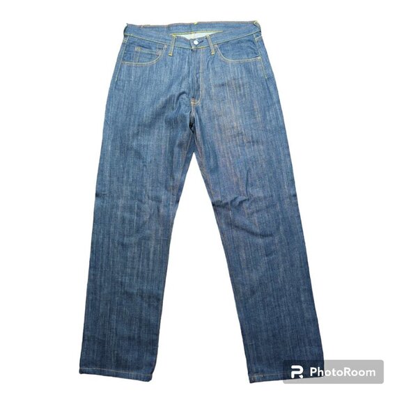 Evisu No 2 Lot 0001 Jeans Tag Size 36 Gold Embroidered Button Fly Blue Denim - Picture 2 of 10